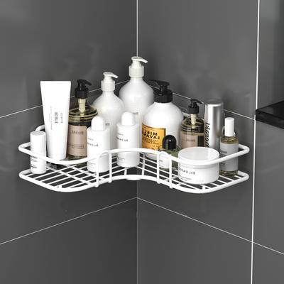 1 Pcs Bathroom Corner Shelf Without Drilling Installation Comes With 2 Hooks Bathroom Shampoo Cosmetic Organiser