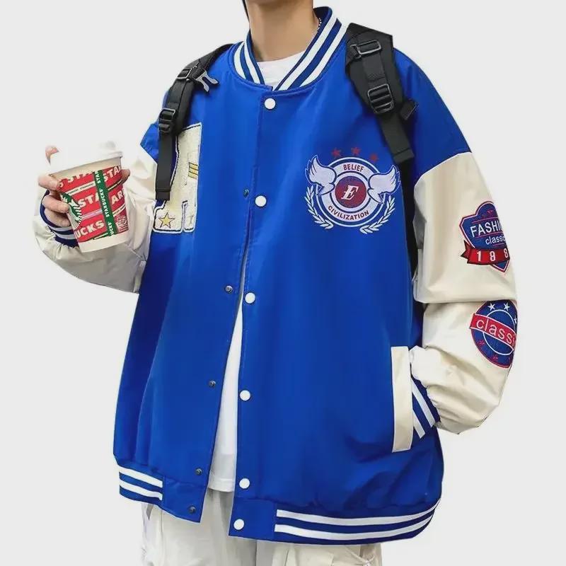 American Retro Embroidered Baseball Jacket for Men & Couples - Spring/Autumn Collection