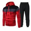 Spring and Autumn Men's Fashion Color Matching Splicing Suit Hooded Running Outdoor Sports Suit Men's Sweater