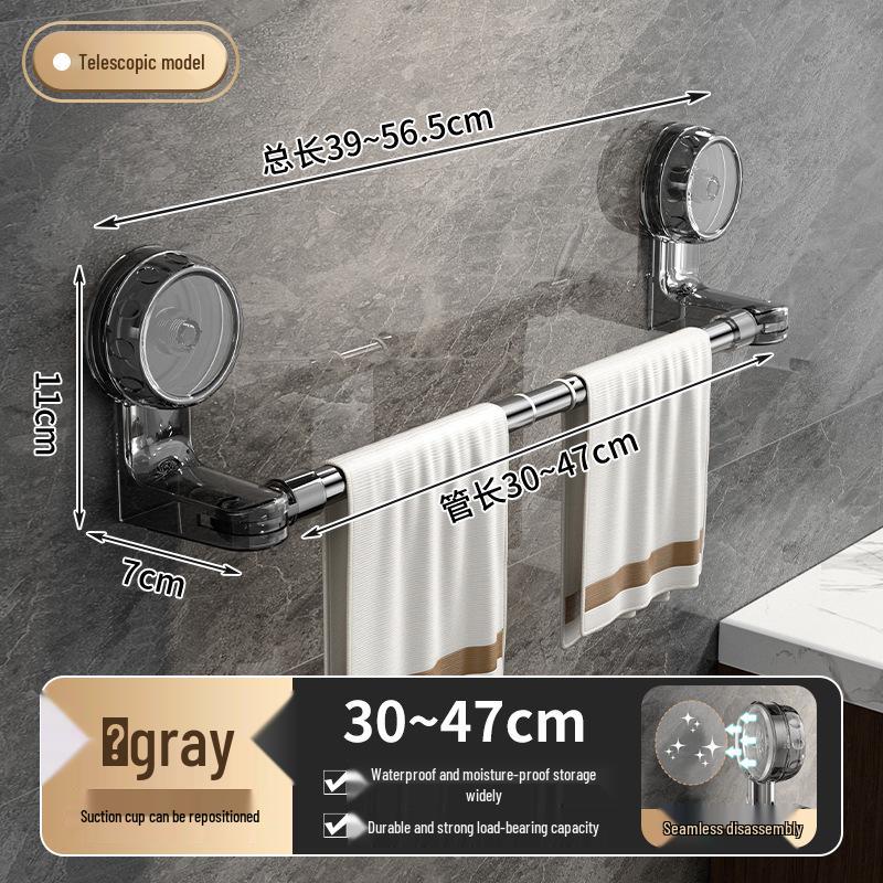 No-Drill Suction Cup Telescopic Towel Rack for Bathroom Storage