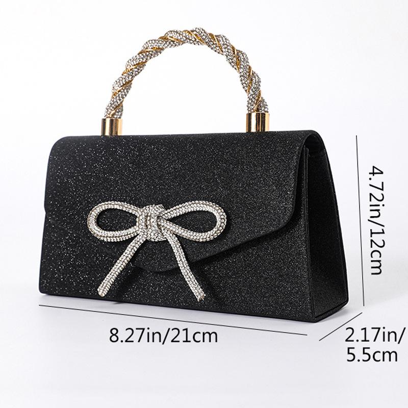 New High-Grade Banquet Clutch Bag Versatile Diamond Bow Chain Crossbody Evening Dress Purse