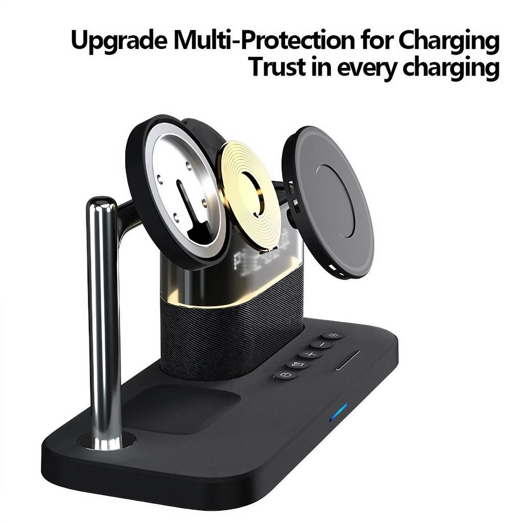 Magnetic Wireless Charger 15W 5-in-1 Wireless Charger Clock Wireless Charger for IPhone IWatch Ultra AirPods Samsung