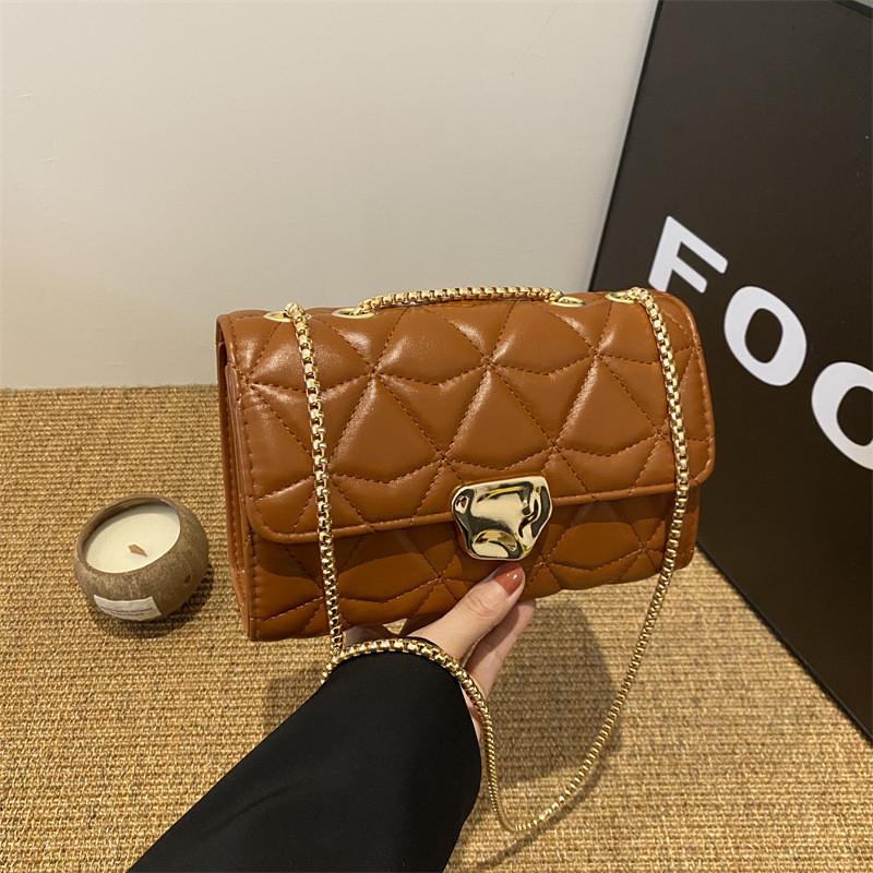 Stylish Trendy Quilted Chain Shoulder Bag For Women In Pu Leather Chic Mini Crossbody