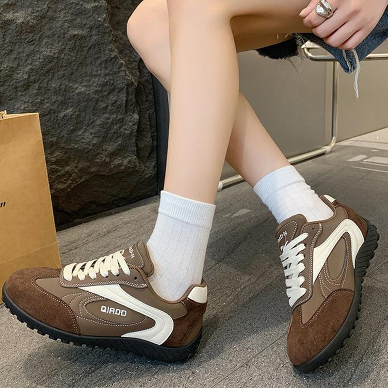 Fashion Fashion Mix Color Women'sneakers Autumn 2025 Lace Up Lightweight Walking Sports Shoes Woman Faux Suede Flats Casual Flats Female