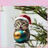 Creative Christmas Cat Hanging Ornament Acrylic Car Decoration For Holiday Cheer