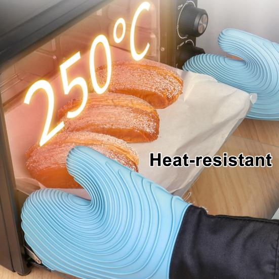 Yousheng 1Pc Silicone Baking Gloves Waterproof Heat Resistant Mitts Spiral Pattern Baking Mitts for Cooking Kitchen Essential