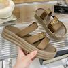 Simple and Thick Bottomed Open-toe Beach Shoes for Women New Round Toe Fashionable Versatile Anti-skid Shoes