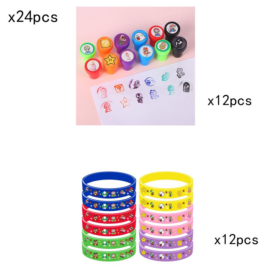 Brother Mario Party Favors Gifts Stamps Slap Bracelet Stickers Christmas Stocking Fillers Birthday Souvenirs Decoration Supplies
