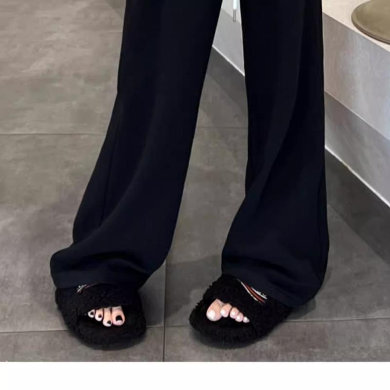 Black Sweatpants Women's Spring 2025 New High-waisted Loose Casual Sweatpants Drape Straight Wide-leg Pants