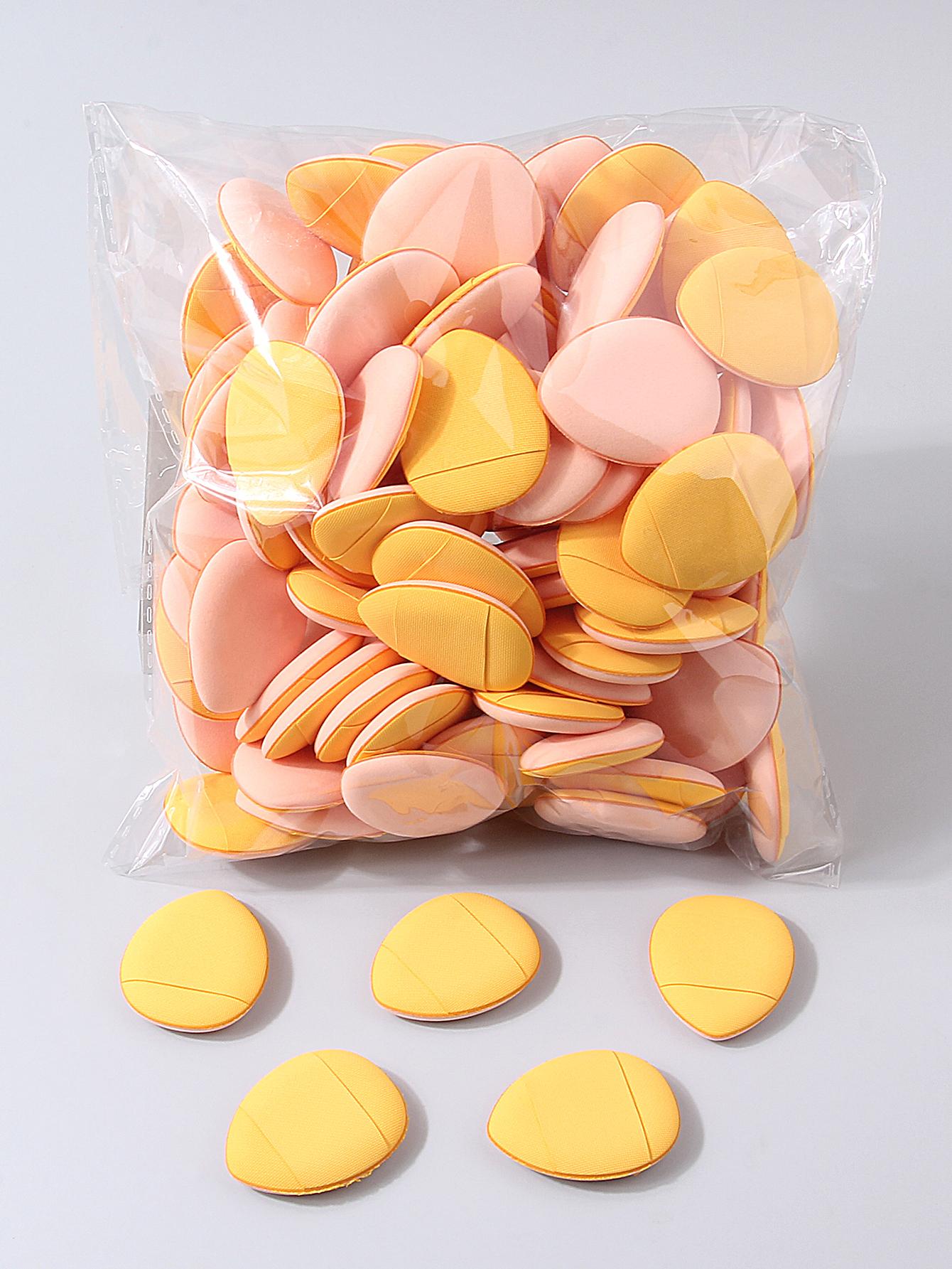 

100PCS Thumb Makeup Sponge Set - Soft non-latex sponge Powder puff, professional makeup tool for foundation, concealer and blush жёлтый