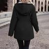 Damen Fleecegefütterte Jacke Zip Up Hoodie Jacken Lässig Langärmlig Knopfmantel Herbst Winter Mäntel