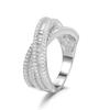 S925 Sterling Silver Double-Layer Cross Diamond Ring - High-End European & American Jewelry