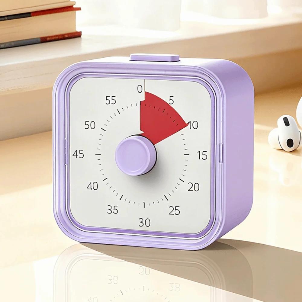 60 Minutes Visual Timer Ultra Silent Visualization Countdown Alarm Clock Self-discipline Round/Square Kitchen Timer Indoor