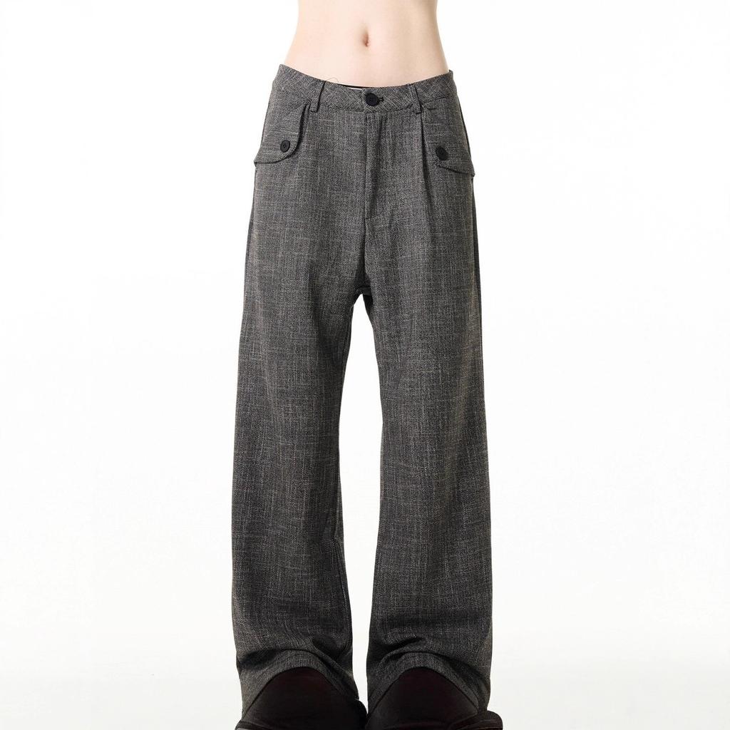 Old money wind bamboo pattern vintage spring and autumn new women's loose trousers men's retro straight pants