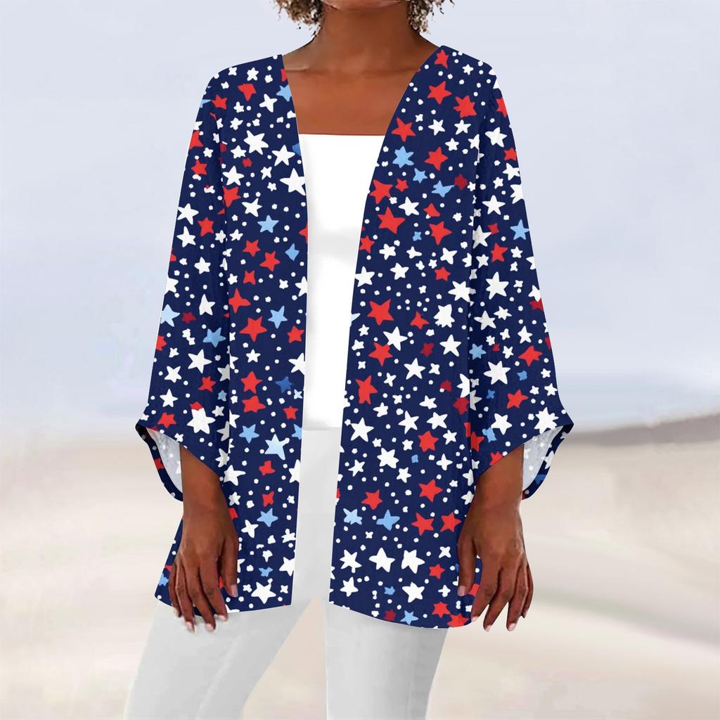 Women's Casual Fashion Printed Lightweight Mid-length Jacket Cardigan