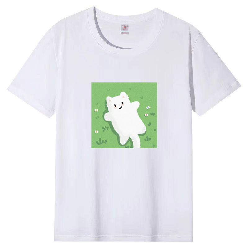 Cotton Short-sleeved T-shirt Female 2025 New Summer Printing Loose Simple Korean Version of The Top Body Shirt Female