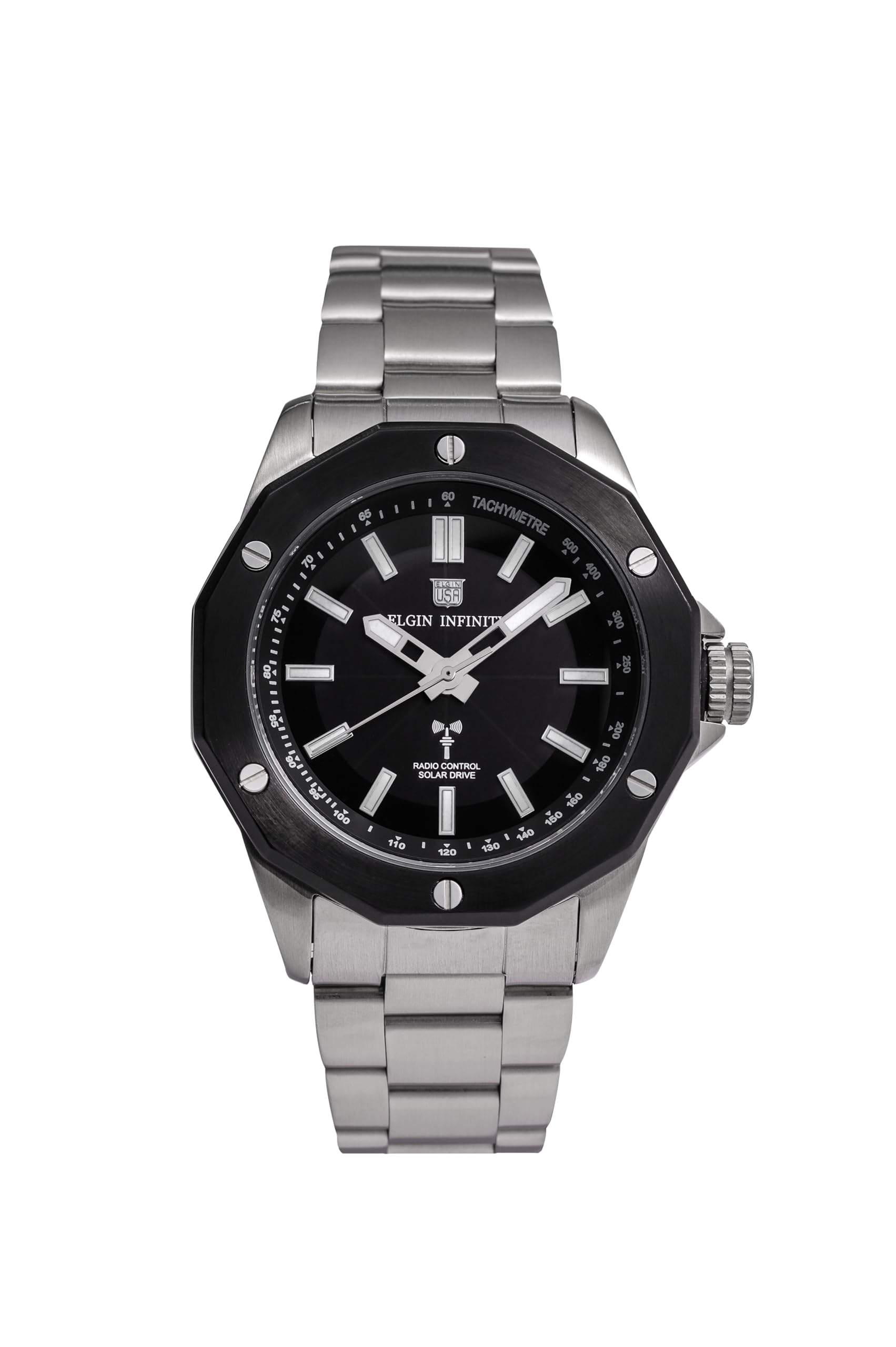 Мужские радиоуправляемые солнечные часы Elgin Черные FK1432S-BP