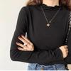 Double-Sided Fleece Semi-High Collar Long-Sleeve Women's Top