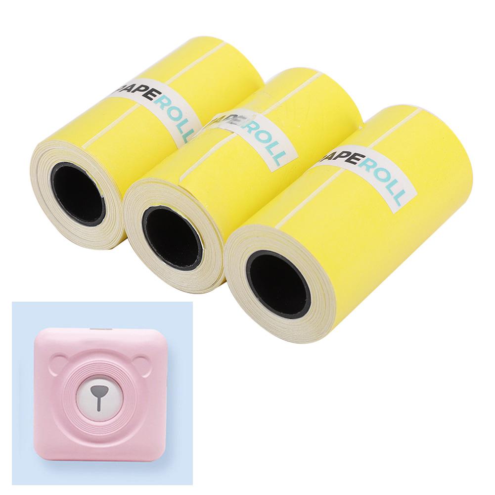 3PCs Sticker Thermal Paper Waterproof Anti‑Friction Anti‑Oil 56MM for Peripage Printer(Yellow )