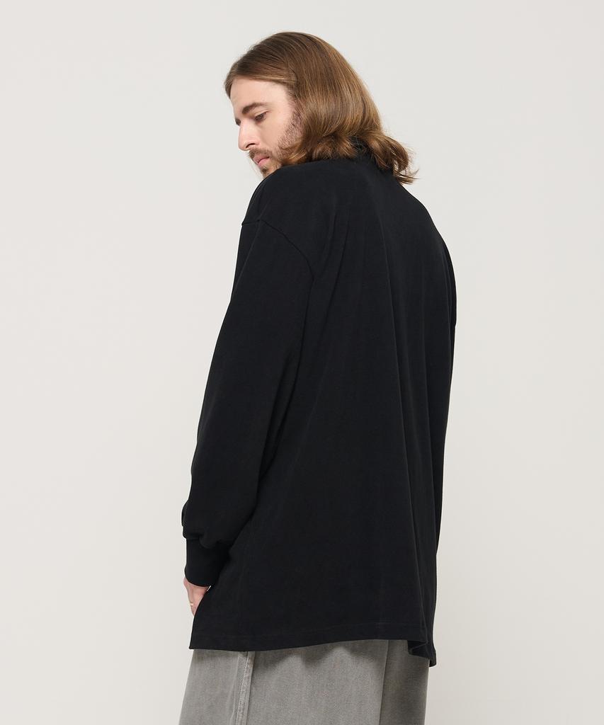 CARGOBROS Full Rubber Oversized Long Sleeve Collared T-Shirt (Black)