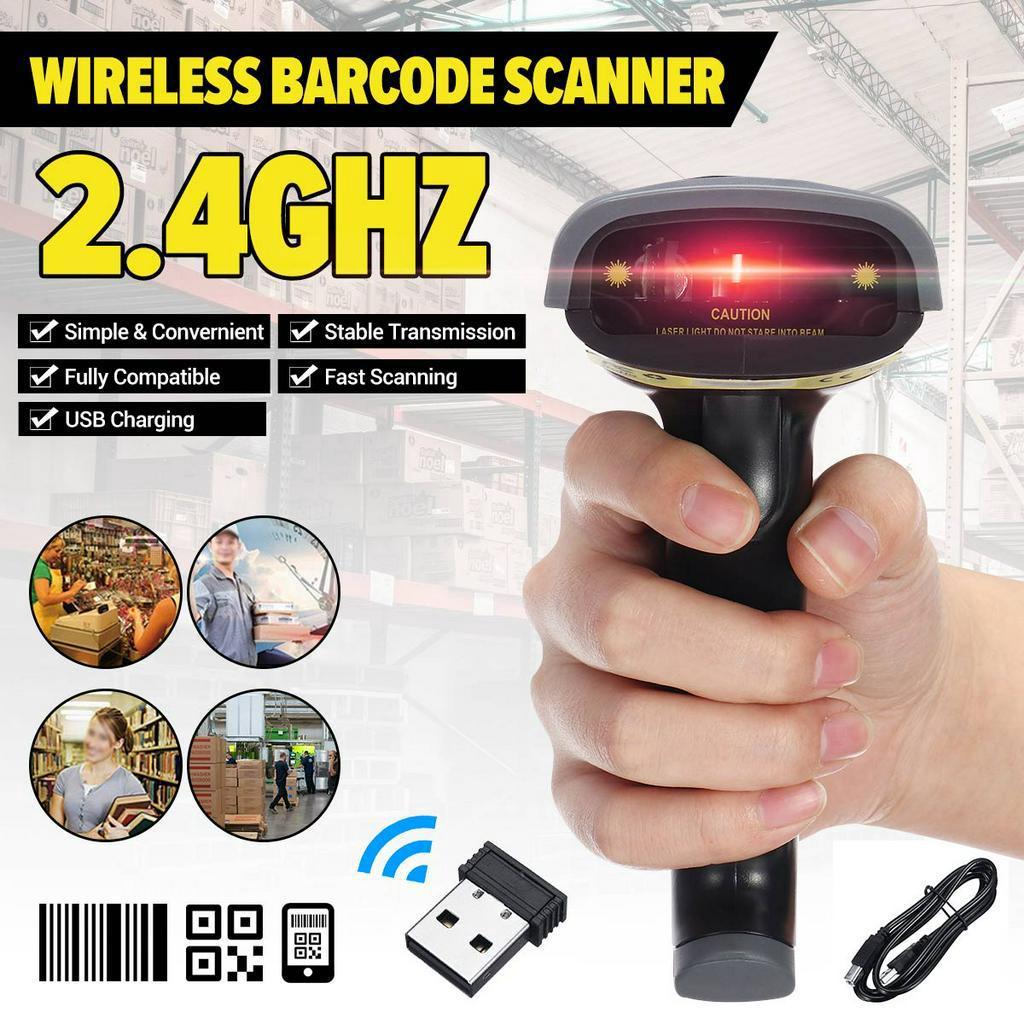 

100 мАч 2,4 ГГц Беспроводной Проводной Сканер Штрихкода Ручной Сканирующий Считыватель Штрихкода 80-150 Метров Дальность Беспроводной Передачи 2 в 1 DC5V