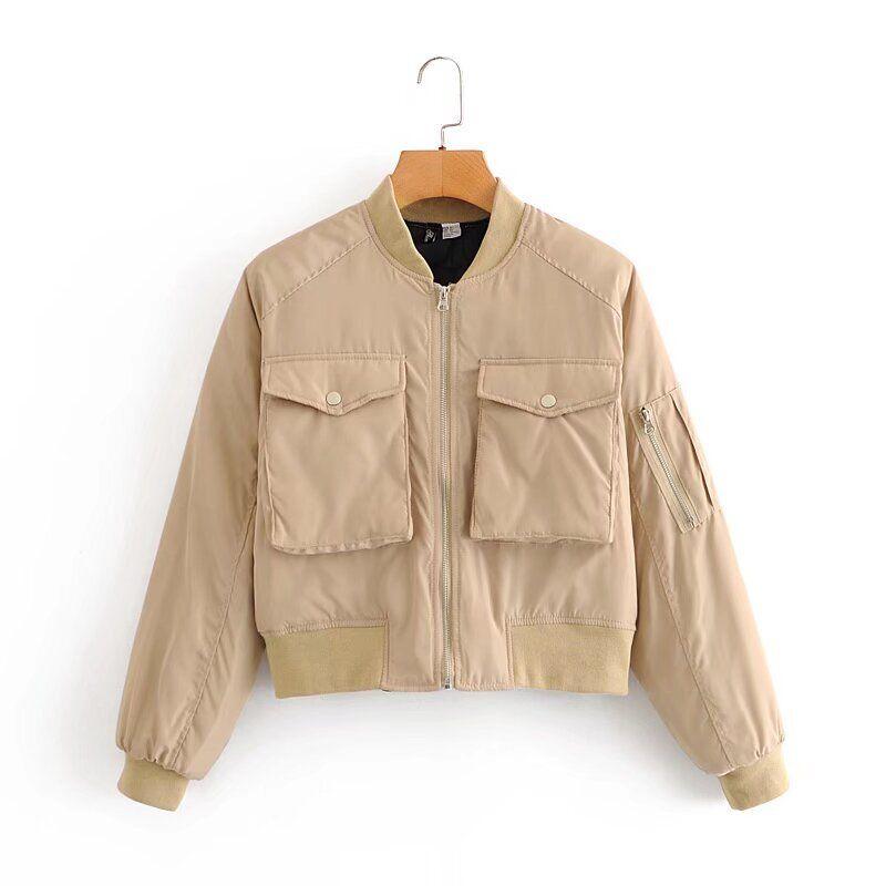 Fashion Style 2024 Fall and Winter New Arrival Women's Pocket Long Sleeves Versatile Style Flight Jacket Cotton-Padded Jacket