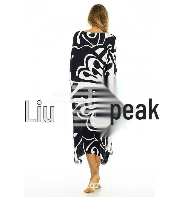 Black Rayon Butterfly Robe: Casual Beach Bikini Cover-Up Dress