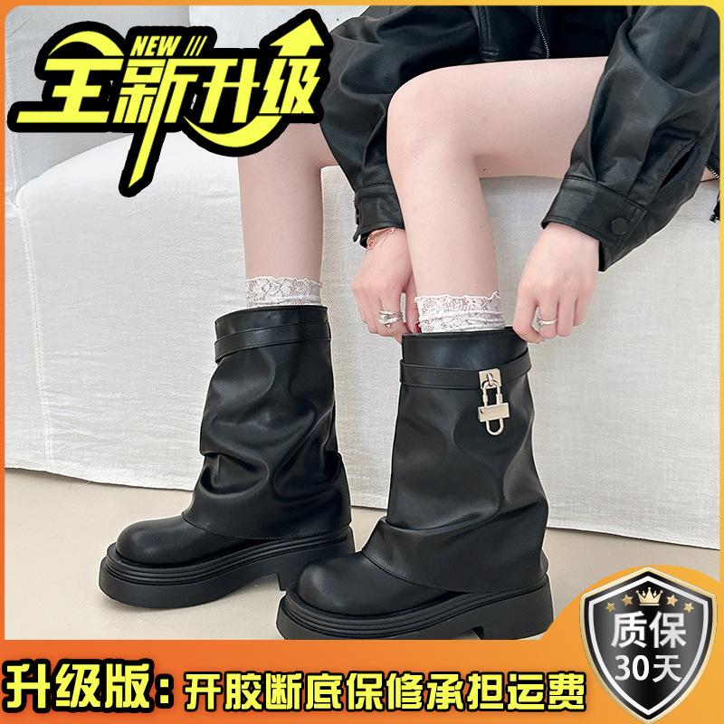High Heel Martin Boots Internet Celebrity Short Boots Women's Summer Fashion Boots Foreign Thick Heel Leather Boots Retro Versatile Panties