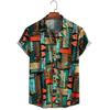 Men's Fashion Retro Printed Short Sleeved Shirt Men's Hawaiian Printed Shirt