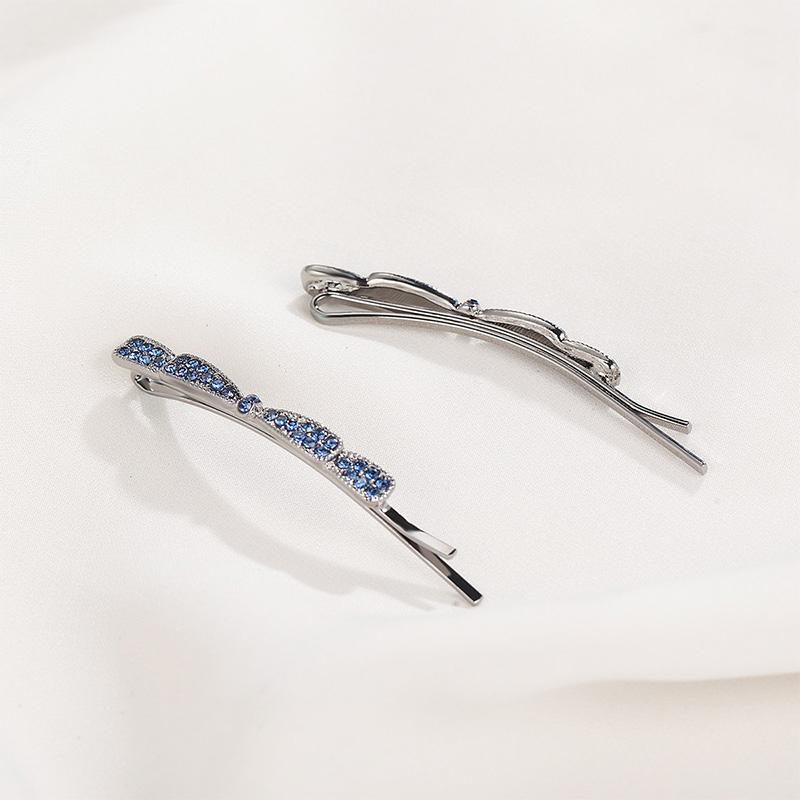 CHIMERA 2-Piece Rhinestone Butterfly Hair Clips, Side Clips for Bangs, Hairpins, Blue