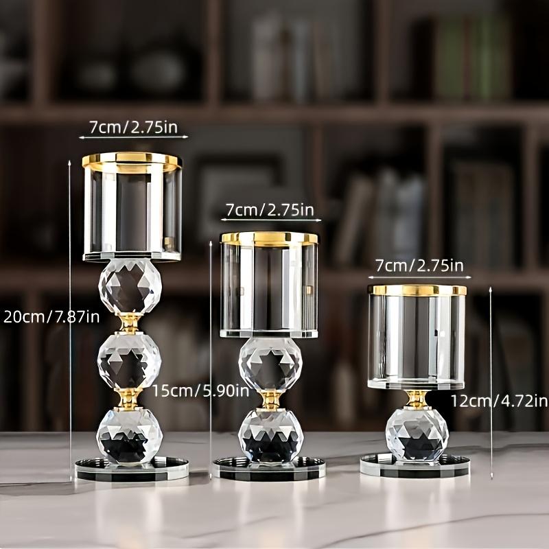 Crystal Candlestick 3-Piece Set - Romantic Polished Tabletop Display for Weddings, Home Decor, and Holidays