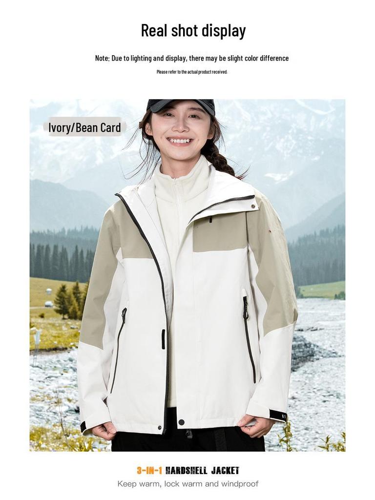 2024 Stylish 3-in-1 Heat-Sealed Couples Windbreaker: Waterproof, Windproof Outdoor Team Mountaineering Suit