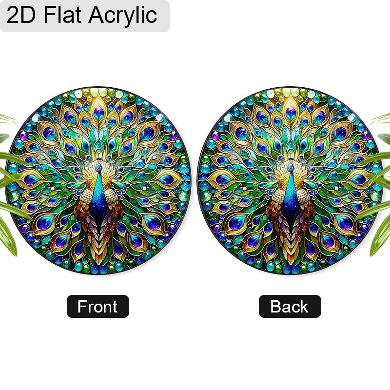 Acrylic Peacock Stained Glass Style Suncatcher, Vibrant Feather Window Hanging Ornament for Art and Animal Lovers