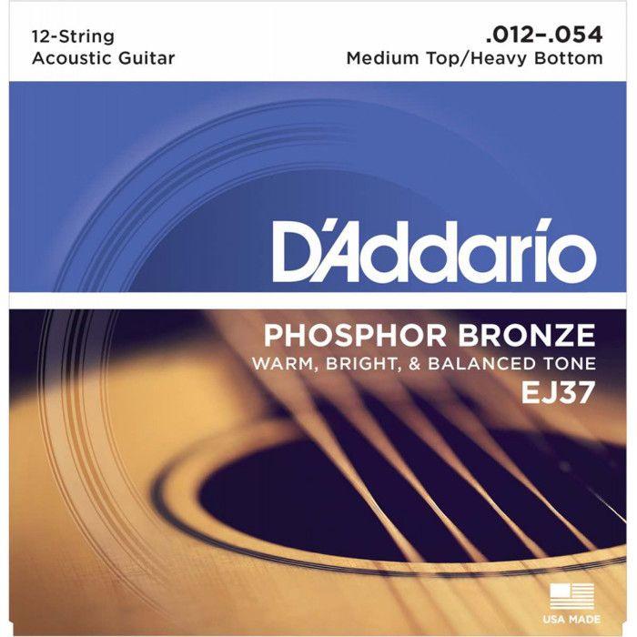 . D'addario EJ37 Medium 12-54. Jeu de Cordes guitare acoustique 12 cordes.
