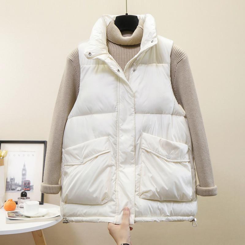 Women's Plus Size Solid Color Warm Vest Face Fluffy Loose Hooded Vest Casual Plus Size Vest