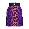 Leopard Print College Bag Back To School Season Purple Leopard Animal Print Pattern Sturdy Shoulder Backpack