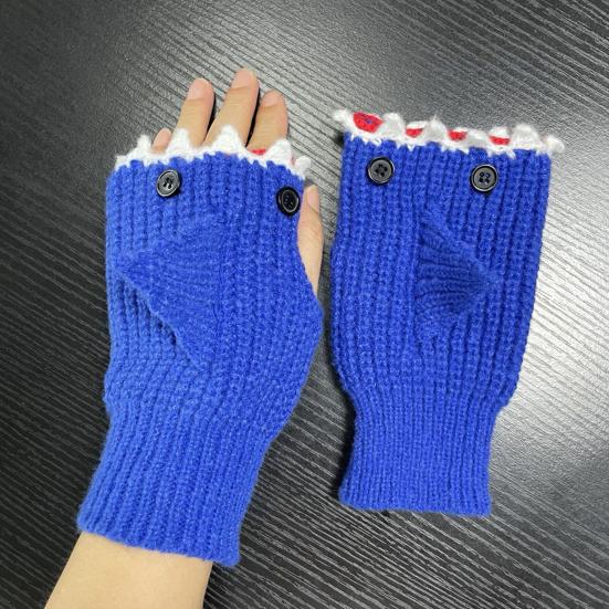 Shark Bite Knitted Gloves Cute Shark Fingerless Gloves Stretchy Warm Knit Gloves Christmas Birthday Gift for Shark Lovers Women Men Teens