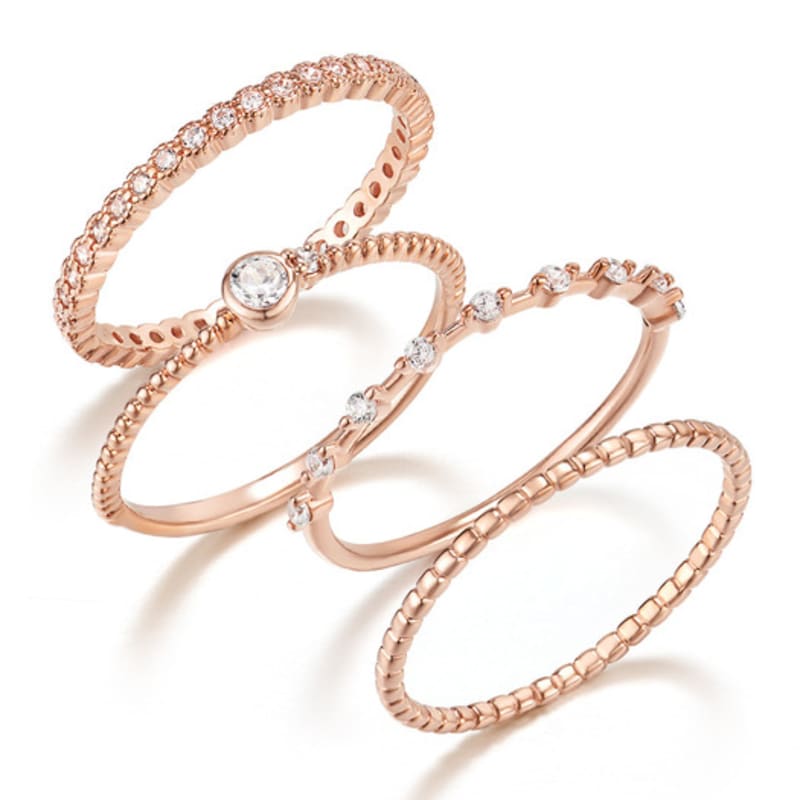 ELLE Jewelry Daily Layered Ring 4-Piece Set ELBRWR117