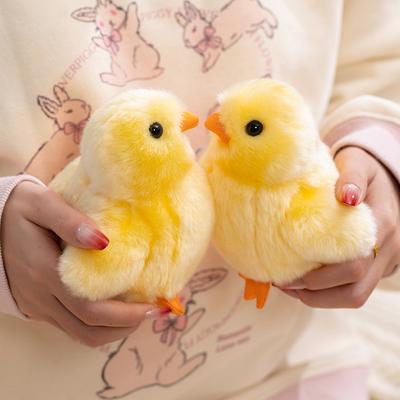 13cm Imitation Fluffy Chicken Plush Toys Kawaii Lifelike Yellow Hairy Small Chicken Stuffed Dolls  Lovely Giant Cartoon Toy