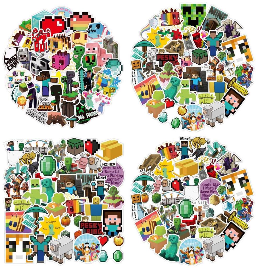 Minecraft 50pcs Game Stickers Pvc Waterproof Lapyop Bike Luggage Suitcase Decals