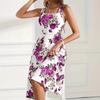 Women Bohemian Floral Printed Summer Dress Sleeveless Holiday One Piece