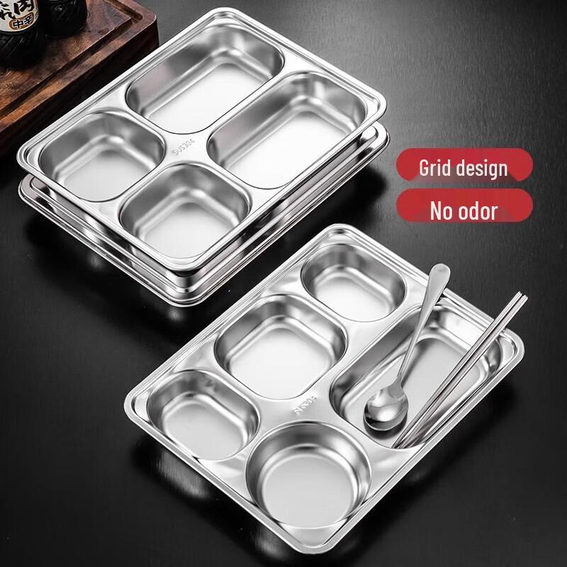 Thickened 304 Stainless Steel Partitioned Lunch Tray