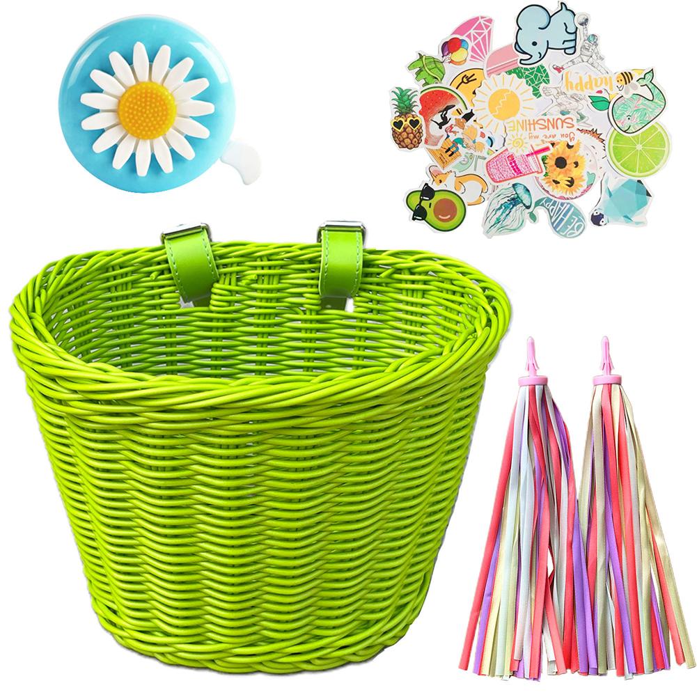 Bicycle Basket Rattan Wicker Bike Front Basket for Small Dogs Cats Pet Carrier Bag Waterproof for Camping Cycling Accessories