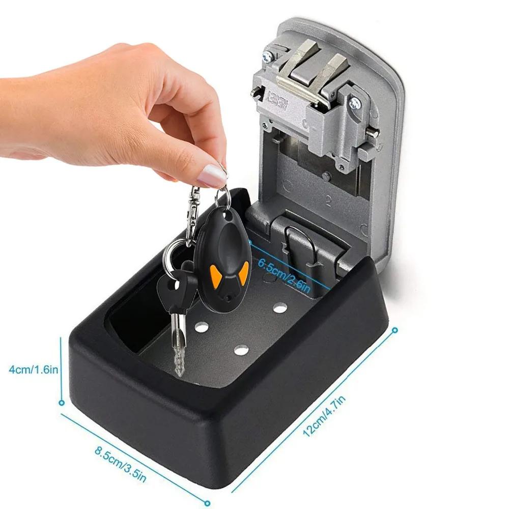 Wall Mounted Key Storage Organizer Boxes with 4 Digit Combination Lock Spare Keys Organizer Boxes Metal Secret Safe Box