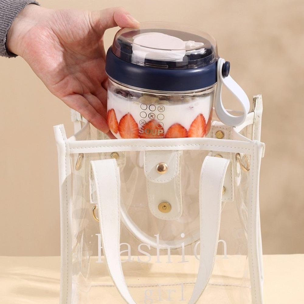 650ml Salatbehälter Tragbarer Overnight-Haferflockenbecher Wiederverwendbare Joghurtbecher Student