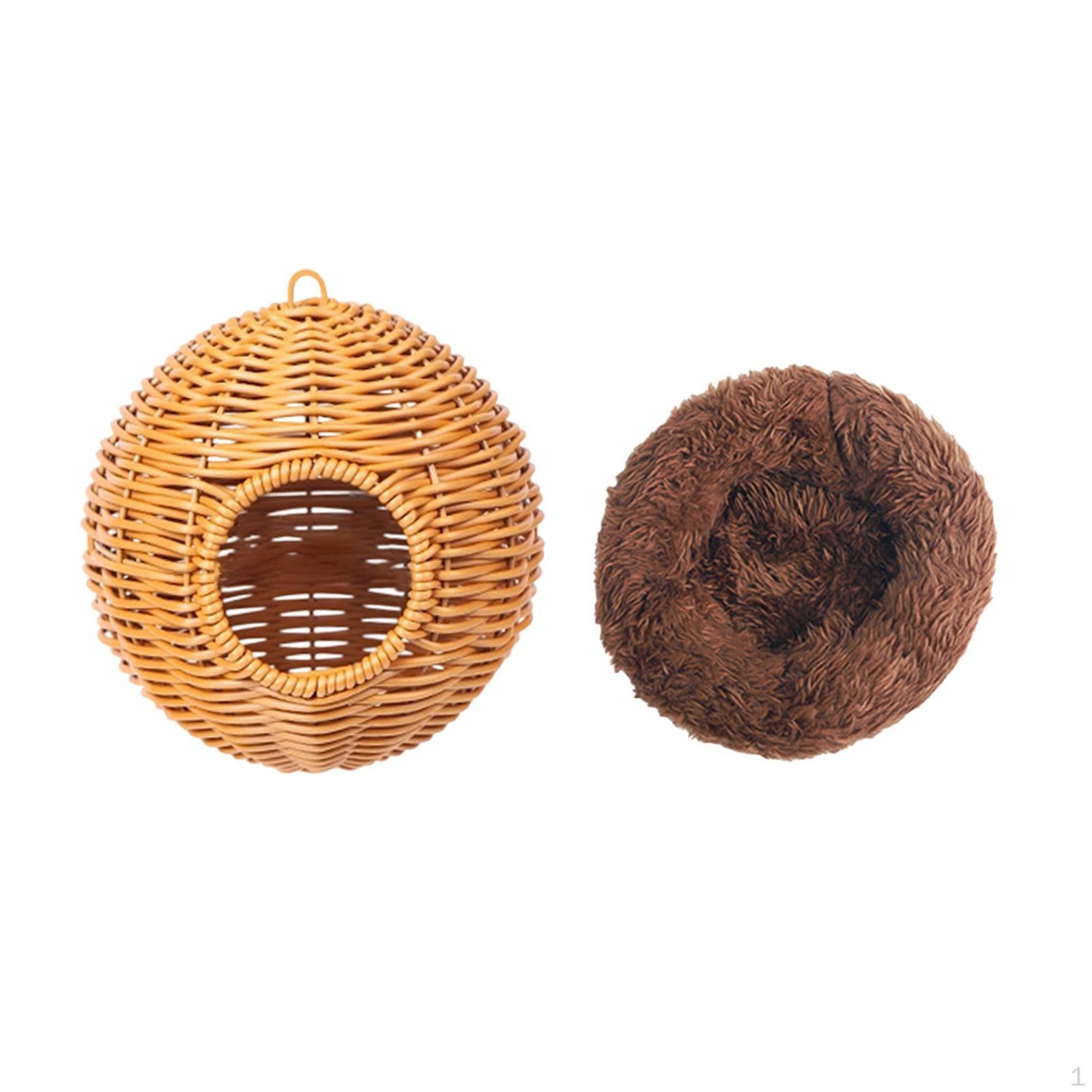 

Breeding Nest Bird Nesting House Handwoven Parrot Hammock Swing Soft Washable Bed PP Material Sturdy Deep Brown