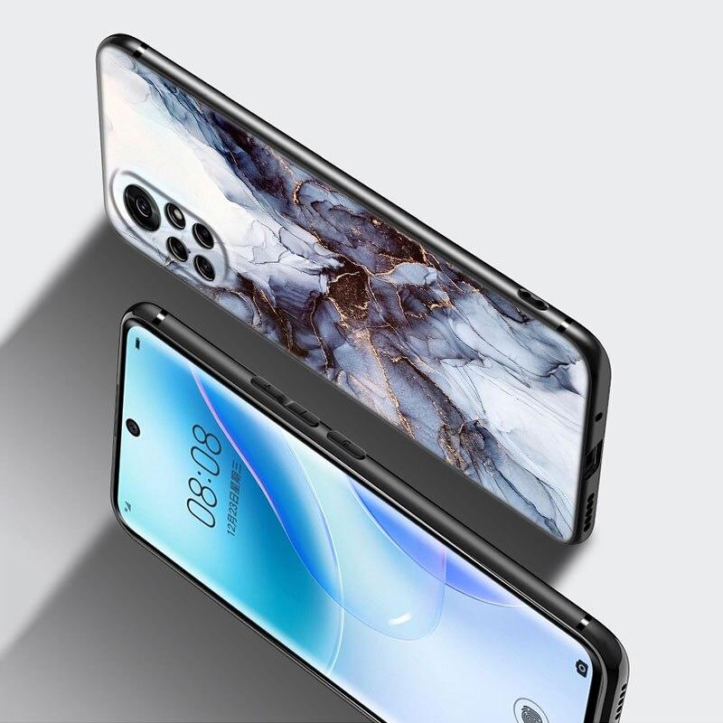 Husă de telefon din marmură vintage pentru Huawei Honor 60 50 SE 30S Mate 30 20 10 Lite 40 Nova 9 8 Pro Y60 8i 7i 7SE 5T Husă neagră premium