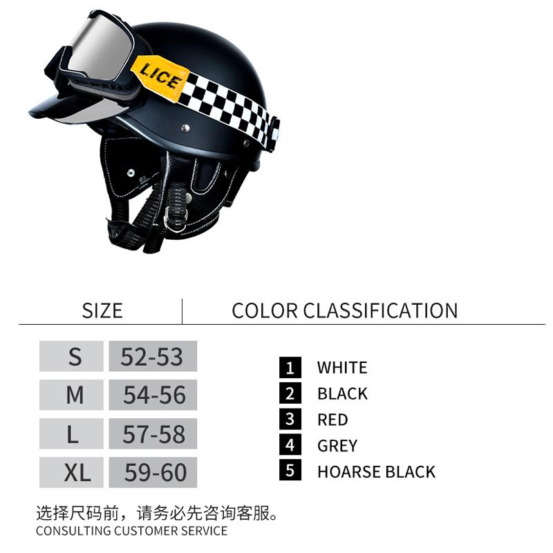 Vintage Half-open Motorcycle Helmet Off-road Motorcycle Accessories Motorcycle Helmet 3/4 Retro Helmet Winter