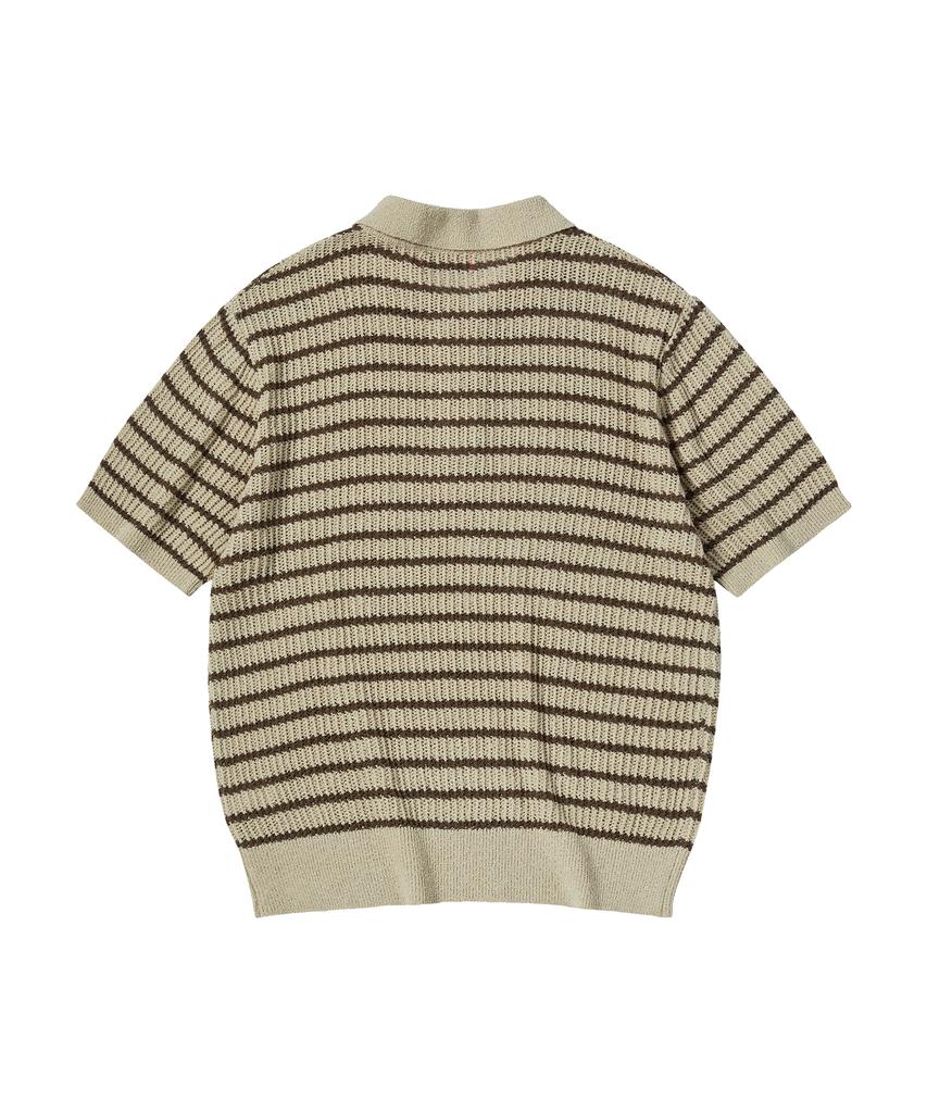 COMONINOZ Summer Stripe Polo Knit [Beige]