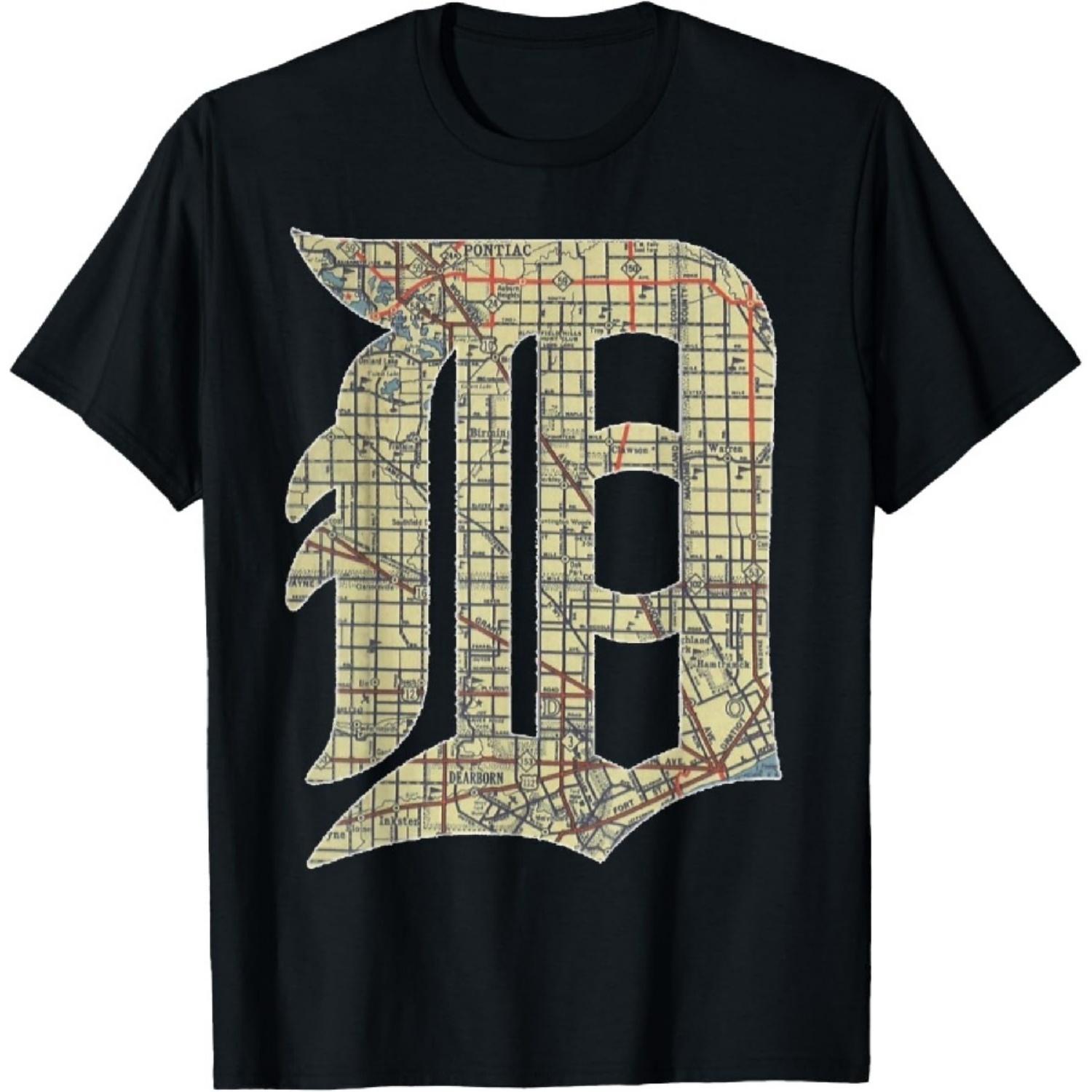 Футболка Футболка Карта Детройта Староанглийский D XXXXXL чёрный